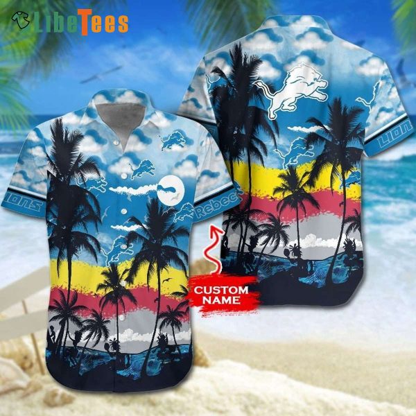 Custom Name Detroit Lions Hawaiian Shirt, Aloha Tropical Beach Summer, Best Hawaiian Shirts