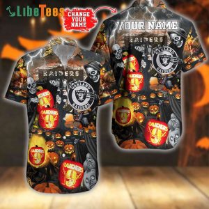 Custom Name Raiders Hawaiian Shirt, Horror Forest, Cute Hawaiian Shirts
