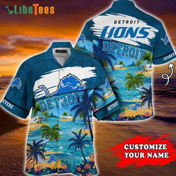 Customized Detroit Lions Hawaiian Shirt, Aloha Beach Summer, Cool Hawaiian Shirts