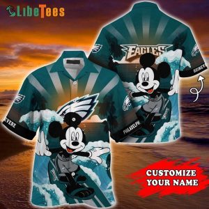 Customized Philadelphia Eagles Hawaiian Shirt, Mickey Mouse Surfing, Best Hawaiian Shirts