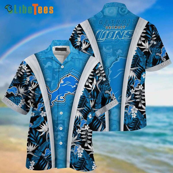 Detroit Lions Hawaiian Shirt, Aloha Tropical Pattern Beach Summer, Hawaiian Print Shirts