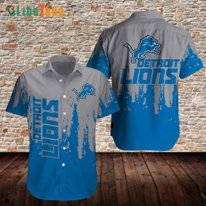 Detroit Lions Hawaiian Shirt, Blue And Grey, Best Hawaiian Shirts