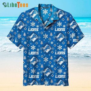 Detroit Lions Hawaiian Shirt, Christmas Motifs, Tropical Print Shirts