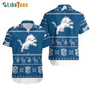 Detroit Lions Hawaiian Shirt, Christmas, Unique Hawaiian Shirts