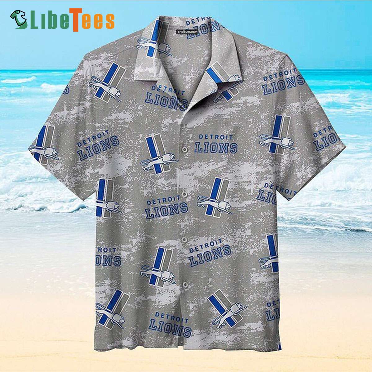 Detroit Lions Hawaiian Shirt, Gray, Cool Hawaiian Shirts