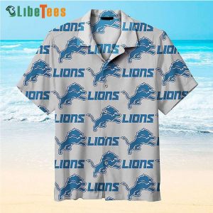 Detroit Lions Hawaiian Shirt, Gray Simple, Tropical Print Shirts