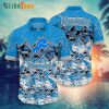 Detroit Lions Hawaiian Shirt, Honeycomb Pattern And Tropical Pattern, Hawaiian Print Shirts