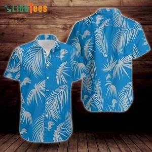 Detroit Lions Hawaiian Shirt, Palm Leaves Pattern, Cheap Hawaiian Shirts