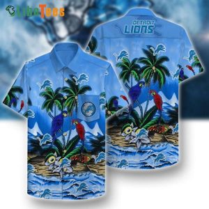 Detroit Lions Hawaiian Shirt, Parrot Island, Hawaiian Style Shirts