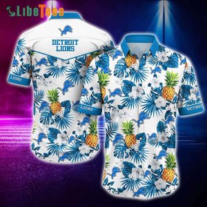 Detroit Lions Hawaiian Shirt, Pineapple And Tropical Graphic, Hawaiian Shirt Outfit