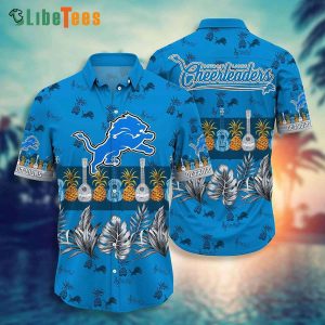 Detroit Lions Hawaiian Shirt, Pineapple And Ukulele, Hawaiian Shirt Outfit