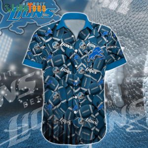 Detroit Lions Hawaiian Shirt, Rugby Ball Pattern, Summer Hawaiian Shirts