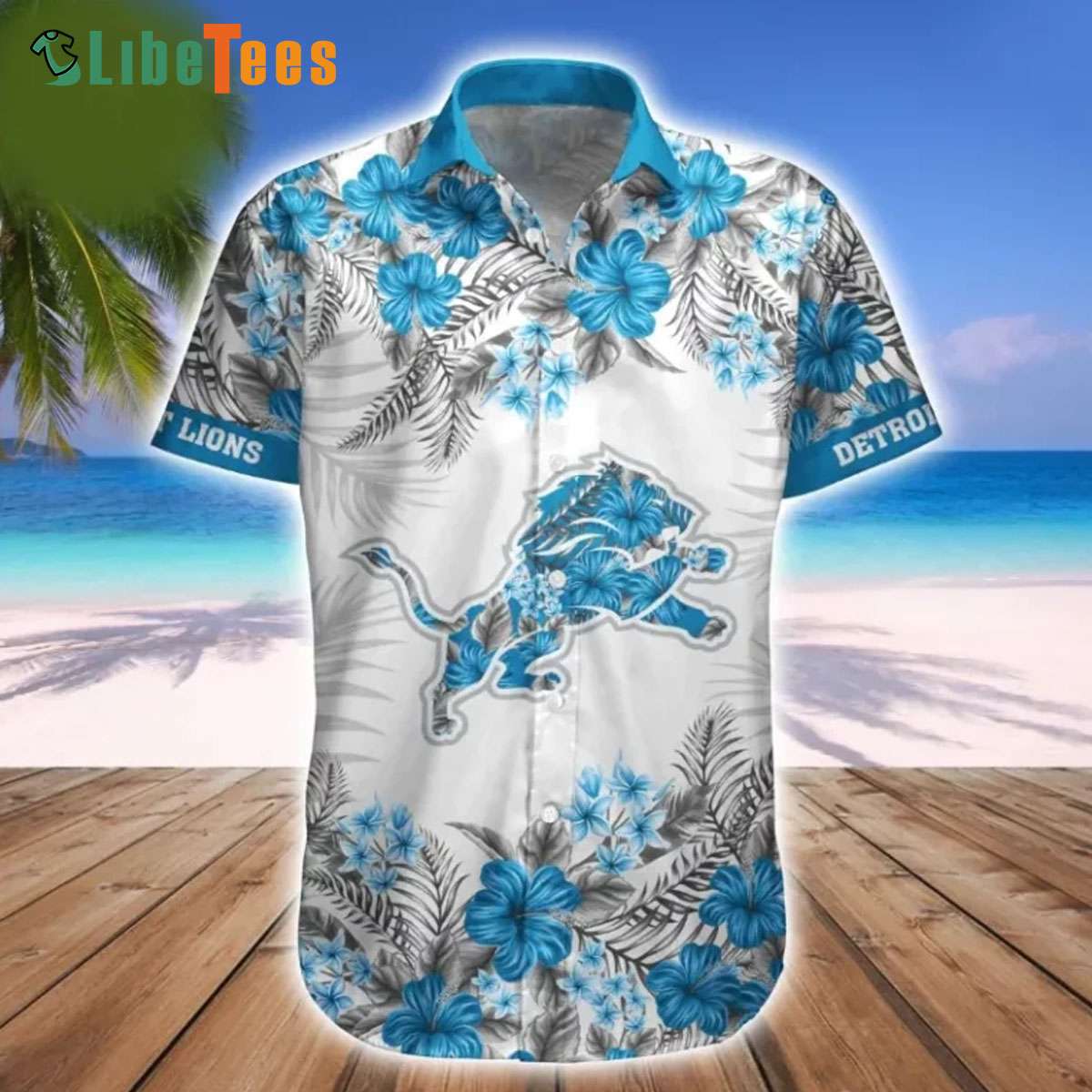 Detroit Lions Hawaiian Shirt, Symbol Flowers, Cool Hawaiian Shirts