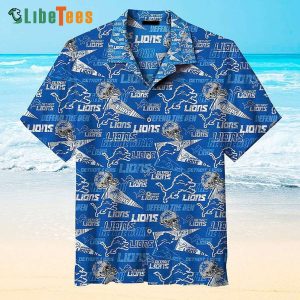 Detroit Lions Hawaiian Shirt, Symbol Pattern Graphic, Tropical Print Shirts