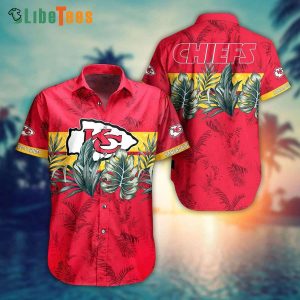Kansas City Chiefs Hawaiian Shirt, Leaves Pattern, Hawaiian Style Shirts