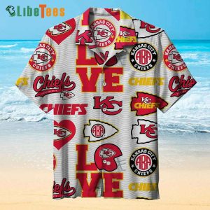 Kansas City Chiefs Hawaiian Shirt, Love Symbol Pattern, Unique Hawaiian Shirts