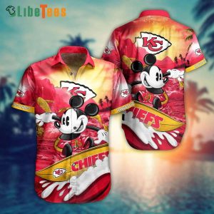 Kansas City Chiefs Hawaiian Shirt, Mickey Surfing Tropical Island, Hawaiian Style Shirts