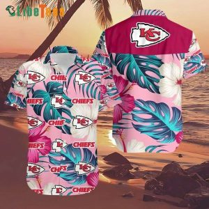 Kansas City Chiefs Hawaiian Shirt, Pink Tropical Pattern, Cool Hwaiian Shirts