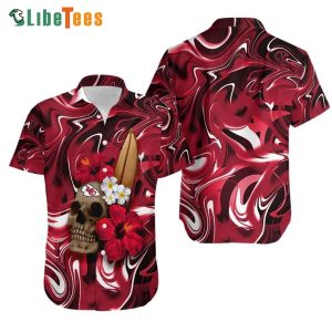 Kansas City Chiefs Hawaiian Shirt, Skull And Hibiscus Flower, Hawaiian Shirt Outfit
