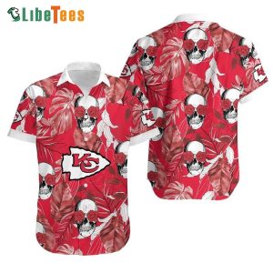 Kansas City Chiefs Hawaiian Shirt, Skull Tropical Pattern, Cheap Hawaiian Shirts
