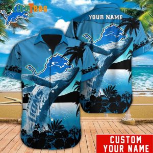 Personalized Detroit Lions Hawaiian Shirt, Blue Whale Graphic, Nice Hawaiian Shirts
