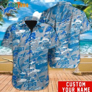 Personalized Detroit Lions Hawaiian Shirt, Fish In The Sea Pattern, Nice Hawaiian Shirts