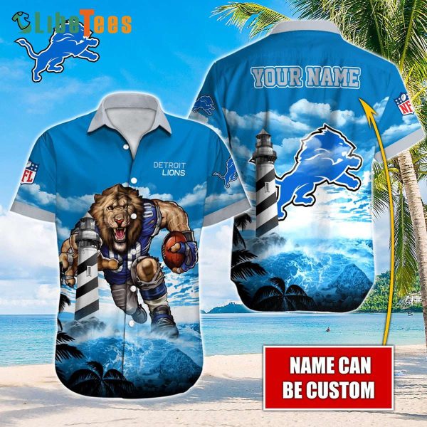 Personalized Detroit Lions Hawaiian Shirt, Lighthouse And Roary, Unique Hawaiian Shirts