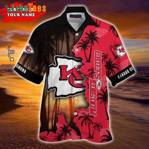 Personalized Kansas City Chiefs Hawaiian Shirt, Island Under The Sunset, Hawaiian Print Shirts