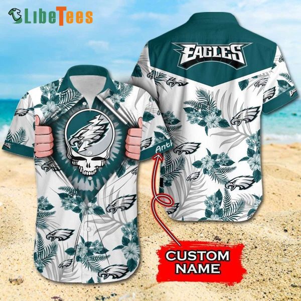 Personalized Philadelphia Eagles Hawaiian Shirt, Grateful Dead Tropical Pattern, Cool Hawaiian Shirts