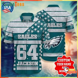 Personalized Philadelphia Eagles Hawaiian Shirt, Star Pattern, Hawaiian Beach Shirts