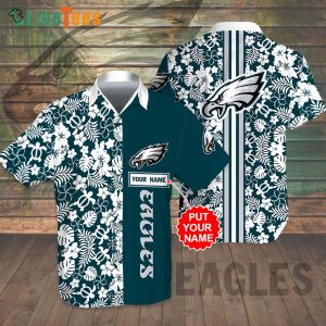 Personalized Philadelphia Eagles Hawaiian Shirt, Stripes And Tropical Floral, Unique Hawaiian Shirts