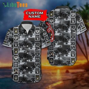 Personalized Raiders Hawaiian Shirt, Palm Tree Beach Summer, Unisex Hawaiian Shirts