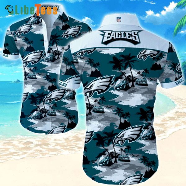 Philadelphia Eagles Hawaiian Shirt, Car And Tropical Graphic, Hawaiian Shirt Outfit