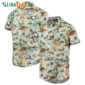 Philadelphia Eagles Hawaiian Shirt, Cream Paradise Floral, Unique Hawaiian Shirts