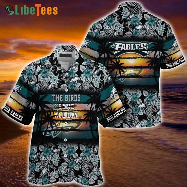 Philadelphia Eagles Hawaiian Shirt, Floral Pattern, Hawaiian Shirt Outfit