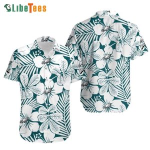 Philadelphia Eagles Hawaiian Shirt, Flower And Leaves Tropical, Hawaiian Print Shirts