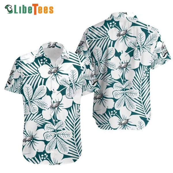 Philadelphia Eagles Hawaiian Shirt, Flower And Leaves Tropical, Hawaiian Print Shirts