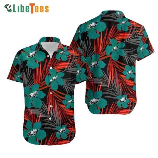 Philadelphia Eagles Hawaiian Shirt, Flower And Palm Leaves , Hawaiian Print Shirts