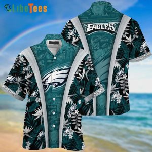 Philadelphia Eagles Hawaiian Shirt, Flowers And Leaves Pattern, Best Hawaiian Shirts