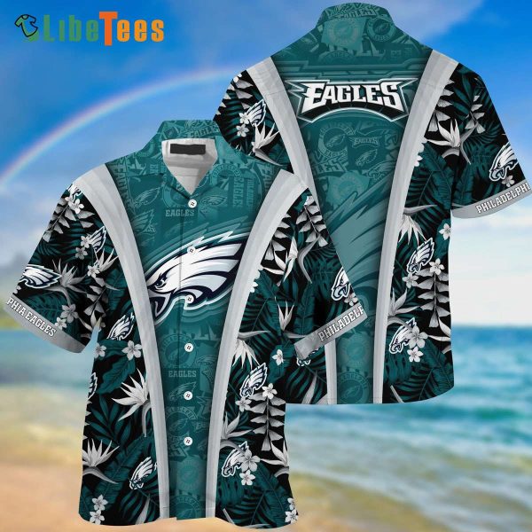 Philadelphia Eagles Hawaiian Shirt, Flowers And Leaves Pattern, Best Hawaiian Shirts