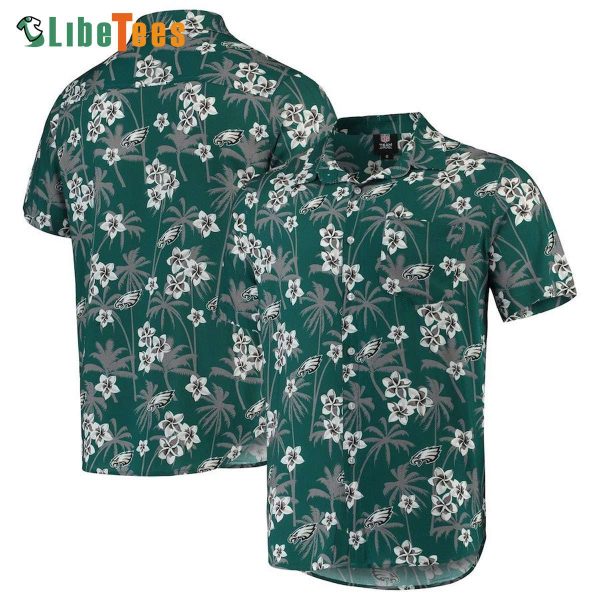 Philadelphia Eagles Hawaiian Shirt, Green Floral, Hawaiian Style Shirts