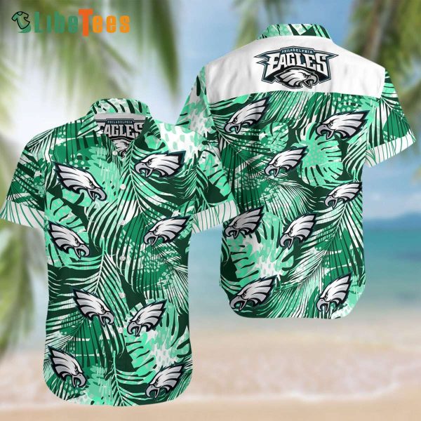 Philadelphia Eagles Hawaiian Shirt, Green Leaves, Unique Hawaiian Shirts