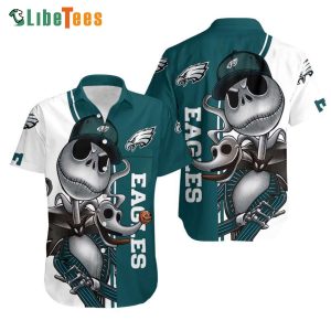 Philadelphia Eagles Hawaiian Shirt, Jack Skellington And Zero, Hawaiian Style Shirts