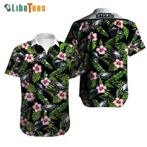 Philadelphia Eagles Hawaiian Shirt, Logo And Helmet Tropical Pattern, Hawaiian Shirt Outfit