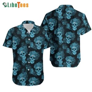 Philadelphia Eagles Hawaiian Shirt, Mystery Skull And Rose, Hawaiian Print Shirts