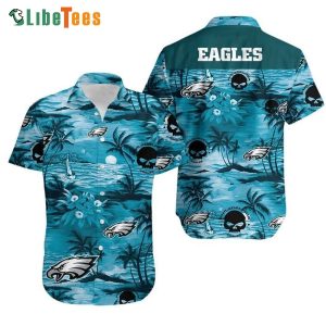 Philadelphia Eagles Hawaiian Shirt, Night Skull Island Tropical , Cheap Hawaiian Shirts