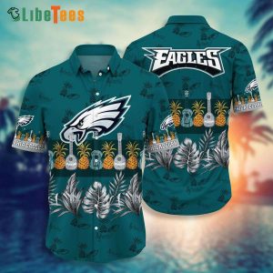 Philadelphia Eagles Hawaiian Shirt, Pineapple And Ukulele, Nice Hawaiian hirts