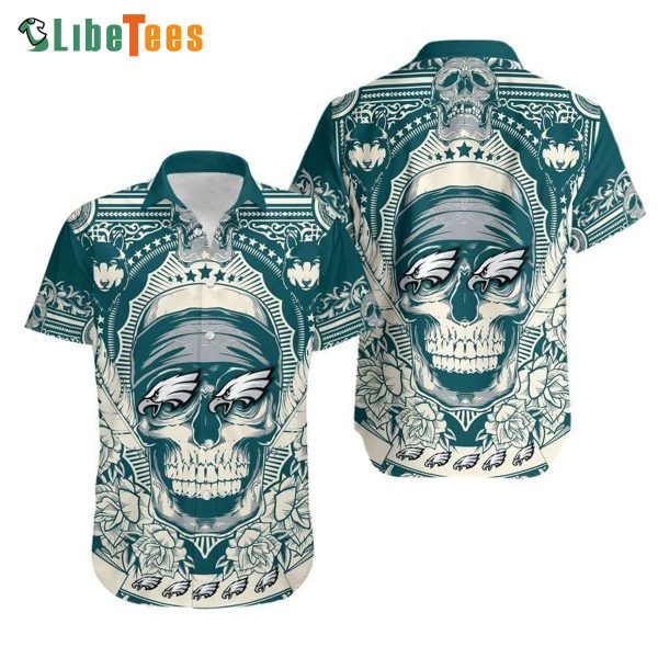 Philadelphia Eagles Hawaiian Shirt, Skull, Cool Hawaiian Shirts