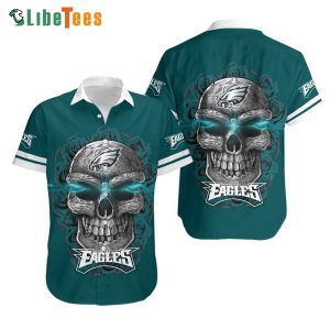 Philadelphia Eagles Hawaiian Shirt, Smile Skull And Rose, Cool Hawaiian Shirts