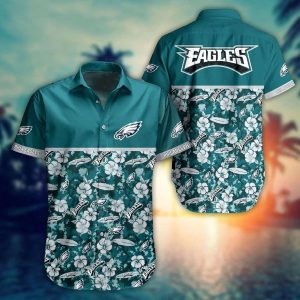 Philadelphia Eagles Hawaiian Shirt, Tropical And Surfboard Pattern, Hawaiian Beach Shirts